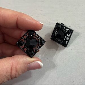 Elegant Black Clip on Earrings Vintage style